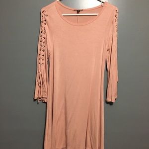 Express Lace-up Bell Sleeve Trapeze Dress